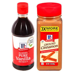 McCormick Holiday Bundle - Pure Vanilla Extract 16 fl oz, Ground Cinnamon 7.12 oz