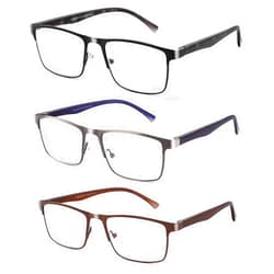 CRGATV 3-Pack Reading Glasses for Men Blue Light Filtering Full Frame Metal Readers Anti Uv/Eye Strain/Glare