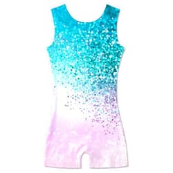 Funnycokid Girls Gymnastics Leotards with Shorts Sparkle Dance Unitards Mermaid Active Biketards 2-10 Years