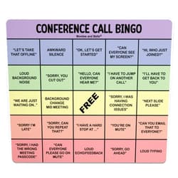 Monilee and Bella Fun and Functional Conference Call Bingo Mouse Pad - Perfect Office Gift for Co-Workers - Spice Up Virtual Meetings with Humor and Efficiency (Rainbow)