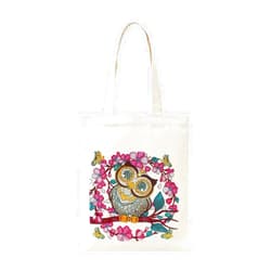 Mosaic Art DIY 5D Diamond Painting Handbag Kits Owl Eco-Friendly Shopping Storage Tote Bags with Handle Special Shaped Crystal Gems Art Foldable Cotton Canvas Bag for Woman Home Organizer Craft 11x14inch