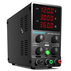 Jesverty DC Power Supply Variable, 0-120V 0-3A Adjustable Switching DC Regulated Bench Power Supply with High Precision 4-Digit LED Display, 5V/2A USB Port, Coarse and Fine Adjustment SPS-12003