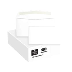 Quality Park #10 Envelopes, Letter Size White Mailing Envelopes, 4-1/8x9-1/2 Inch, No Window Business Envelopes, Gummed Closure, 500/Box (QUA90020)