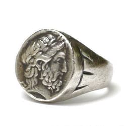 Studio S71 Silver Zeus coin ring inspired by Ancient Greek and Roman rings