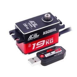 AGFRC 19KG Low-Profile High-Torque Programmable-Digital-Servo - Full Metal Gear CNC Case Brushless RC Servo for 1/10 RC Car, Control Angle 180° (A50BHL&AGF-SPV3)