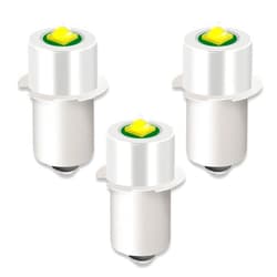 YAFIYGI 3 Pack LED Flashlight Bulb Replacement LED Bulbs for Conversion Kit 18V 12V 19.2V 6-24 Volt 3W 247LM PR2 P13.5S LED Bulb Upgrade Compatible with Ryobi Milwaukee Craftsman Lamp Torch Lantern Work Light