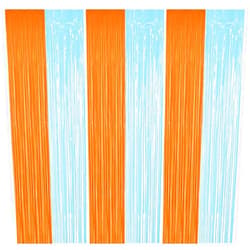 Hoomtry Blue Orange Fringe Curtains Photo Backdrop for Graduation Birthday Baby Shower Party Decor (3 Pack)