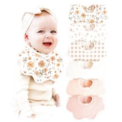Konssy Muslin Baby Bibs 100% Cotton Absorbent Bandana Drool Bibs for Teething and Drooling, 6-Pack for Baby Boys & Girls