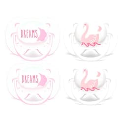 AVENT Philips AVENT Ultra Soft Pacifier, 0-6 Months, Dreams and Swan Designs, Pack of 4, SCF222/42