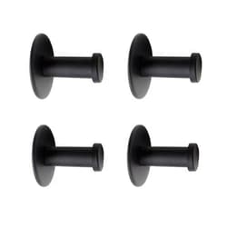 EForwish Stainless Steel Coat Hooks Wall Mounted Backpack Hooks Hat Hooks Single Hooks Bath Towel Hook Heavy Duty Hangers (Black,Pack of 4)