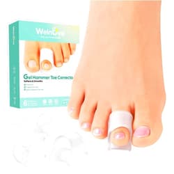 Welnove Hammertoe Corrector - Toe Straightener to Curled Toes, Broken toe, Bunion Corrector for Women and Men, 3 Different Size (Clear)