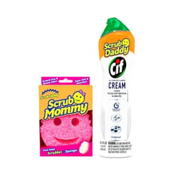Scrub Daddy Scrub Mommy + Cif Cream All Purpose Cleaner, Original - Cleaning Supplies with Household Cleaning Cream & Non Scratch Sponge - Bathroom Cleaner & Kitchen Cleaner