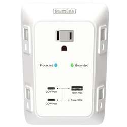 BLACK+DECKER PD USB Wall Charger Surge Protector, 5 Outlet Extender w/ 2 USB C PD & 1 USBA Charging Ports, Fast Charge 3 Sided Power Strip Multi Plug Outlets Wall Adapter for Home Office, ETL Listed
