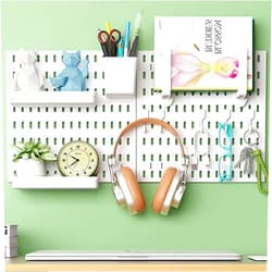 Tuzau Pegboard Combination Wall Organizer,Wall Mounted Storage Set, with 2 Pegboards & 13 Accessories Hanging, Kitchen Organizer, 23.6
