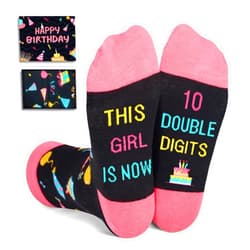 HAPPYPOP 10th Birthday Gifts Ideas for Girls - Socks for 10 Year Old Tween Girls Boys, Present for 10 Year Olds