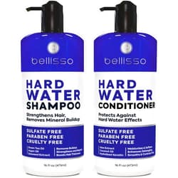 BELLISSO Hard Water Shampoo and Conditioner Set - Sulfate Free Hair Care Products for Women and Men - Moisturizing Treatment with Chelating Properties for a Deep Clean - Remover for Cleansing Mineral Build Up