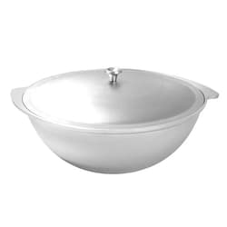 STP GOODS Cast Aluminum Asian Cauldron (Kazan) with Lid, 12.7-qt (12 L), Aluminum Kazan, Dutch Oven Pot, Camping Cookware Kitchen Pot, Oven Safe Aluminum Caldero, Gray