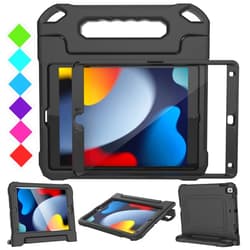 SUPLIK Kids Case for iPad 9th/8th/7th Generation -10.2 inch 2021/2020/2019, Built with Screen Protector, Durable Shockproof Handle Stand Case for Apple iPad Gen 9/8/7, Black