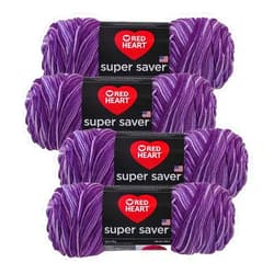 Red Heart Super Saver Yarn (4-Pack of 5oz Skeins) (Purple Tones)