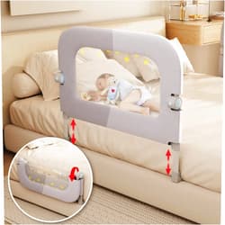 Abdtech Bed Guard Rail for Toddlers - 32 inches Lift Foldable Toddler Bed Rails for Kids - Safety Baby Bed Rail Guard with Reinforced - Great Fit for Kids Twin Double, Full Size, Queen, King Size Bed