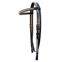 WeavingCraft Premium Western Headstall Bridle: Hand-Braided White Rawhide Weaving, Straight Brow Band, Black Leather Equestrian Gear