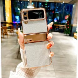 ZORSOME for Samsung Galaxy Flip 4 Bling Glitter Hinged Case for Girls Women,Luxury Bling Full Protecive Shockproof PC Case Cover for Samsung Galaxy Flip 4,Sliver