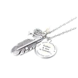 FASJOY Personalized Feather Cremation Necklace The Love is Forever Keepsake Urn for Ash Time Gem Pendant