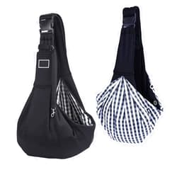 JiangYanus Pet Dog Sling Carrier, Adjustable Strap Hands Free Reversible Double-Sided Pouch Pet Papoose Bag Tote Bag with a Pocket Safety Belt Puppy Carrier Travel Bag Backpack for Small Dogs Cats Rabbit (Black)