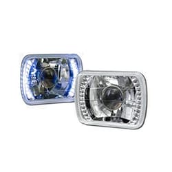 S & T RACING INC S&T Racing Universal 7X6 Chrome DRL White LED Sealed Beam Projector Head Lights Lamp for H6052, H6054 & H6014
