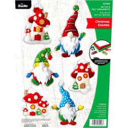 Bucilla Gnomes, Felt Applique Christmas Ornaments, Set of 6