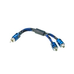 Scosche EFX Delta DFF 2-Channel Multi-Core Twisted Pair RCA Interconnect Audio Cables - 2CH OFC Car Stereo Y-Adapter Connector Cable - 6 Inch Single Male to Dual Female