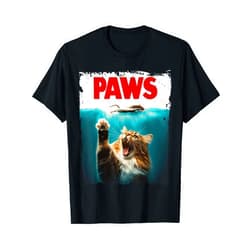 Paw-some Kitty Cats.USA PAWS Parody Cat Mouse Humorous Cat Chasing Mouse Kitten T-Shirt, Small, Black