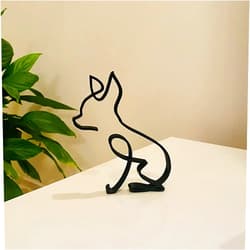 Leewa 10pcs Metal Dog Minimalist Art Wall Sculpture, Abstract Metal Wire Geometric Dog Line Drawing Art Statue, Metal Dog Wall Decor Minimalist Living Room Wall Decor (Chihuahua)