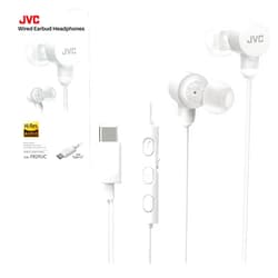 JVC Wired USB-C Earbuds - Noise Isolation - DAC - Hi-Res Audio - Built-in Mic with Mute - Comfortable Silicone Ear Tips - 3 Button Remote – Plug & Play - HAFR29UC