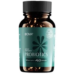 BIOMA Probiotics for Digestive Health, 3 in 1 Gut Health Probiotics and Prebiotics/Postbiotics, Slow Release Synbiotic Probiotic Capsules for Complete Gut Harmony Probiotic Multi Enzyme (60 Caps)