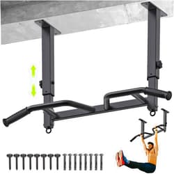 SELEWARE Heavy Duty Welded Pull Up Bar, Versatile Doorway Wall Mount, Joist Mounted, and Ceiling Mounted Chin Up Bars, Thick Metal Sturdy Construction for Full Body Workouts Support 500 lbs