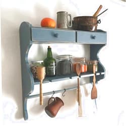 Ecowood Kyiv Wall shelf for dishes. Plate rack wall mount. Shelf with drawers. Shabby Chic Decor. Rustic Provincial style. Kitchen storage. Eco-friendly.