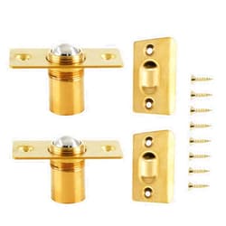 Murtenze 2 Pack 2-1/8 Inch Closet Door Ball Catch Hardware, Stainless Steel Adjustable Ball Catch Door with Strike Plate & Screws for Cabinet/Closet/Door (Gold)