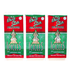 Brite Star Tinsel Icicles, Silver, 3 Packages, 1000 count each