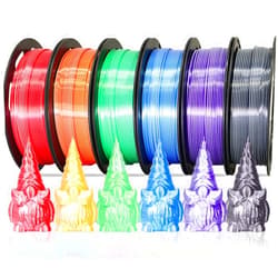 MIKA3D Dual Color 1.75mm 3D Printer Filament Bundle, 3D Printing Silk PLA 6 Spools Pack, Silk White Purple,White Blue,White Orange,White Black, White Green, White Red,3D Printing PLA 250g X 6 Spools