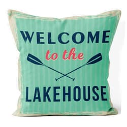 DECOPOW Welcome Lakehouse Decorative Throw Pillow Cover,Lake House Decor Cover Square 18X18 Inches
