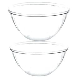 PLASTICPRO Disposable Round Crystal Clear Serving Bowls For Party Snack or Salad, Plastic Clear Chip Bowls, Candy Dish (2, 48 OUNCE)