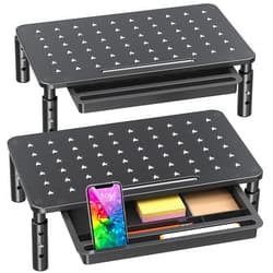 Zimilar 2 Pack Monitor Stand Riser with Drawer - 3 Height Adjustable Metal Monitor Stand with Unique Star Mesh for Computer Laptop Notebook Printer