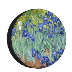 NOMEDOGYIM Iris Post-Impressionism Spare Tire Cover 15 inch Wheel Purple Iris Flower Protectors Weatherproof Universal for Trailer Tire Cover Rv SUV Truck Camper Travel Trailer