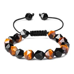 Starmond Mens Bracelets Beads - 10mm Onyx Tiger Eye Bracelet Protection Bracelets for Men Women - Black Bracelet for Men Adjustable?