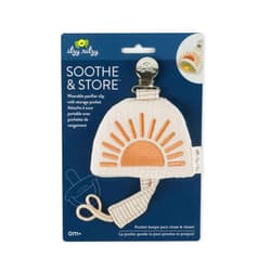 Itzy Ritzy Soothe & Store Pacifier Clip and Storage Pouch; Wearable Pacifier Strap Includes Storage Pocket with Closure; (Pacifier Not Included) Terracotta Sun
