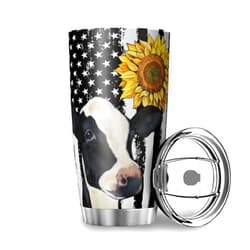Bojianzzha Sunflower Cow American Flag Stainless Steel Tumbler Thermos Vacuum Insulated Cup Tea Travel Cup Travel Coffee Mug for Adult/Children 20 oz pattern15 20oz