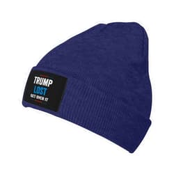 YvoneDBrownn Vintage Trump Lost Get Over It Knit Beanie Hats for Women Men - Warm Cozy Winter Hats,Cuffed Skull Cap Navy Blue