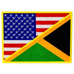 EmbTao USA American United States Flag and Jamaica Flag Patch Embroidered Badge Biker Applique Iron On Sew On Emblem