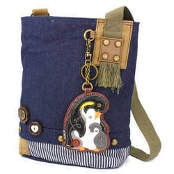 Chala Patch Cross-Body Women Handbag, Blue Denim Canvas Messenger Bag